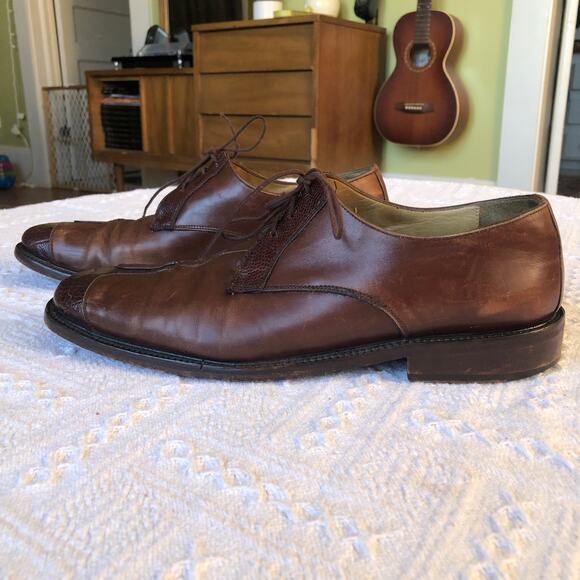 Belvedere Firenze Italian Made 10.5M Lace-Up Oxfords w/ Reptile Trim – Needs TLC - Picture 2 of 12